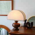 Lámpara de mesa japonesa vintage wabi-sabi de madera maciza y tela, de 1 luz