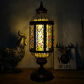 Vintage Turkisk Färgat Glas Lantern 1-Ljus Bordslampa