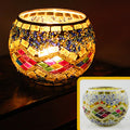 Europeisk retro glas mosaik fyrfadsstage