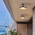 Traditional Vintage Waterproof Flared Cylinder Disc Base Iron 1-Light Semi-Flush Mount Ceiling Lamp for Outdoor Patio