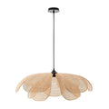 Bambu Rattan Petal Rustik Wicker Pendellampa