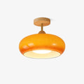 Charlotte indbygningsloftlampe glas træ &orange&hvid