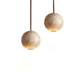 Minimalistisk retro LED-pendel i cremefarvet travertin