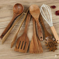 Juego de utensilios de cocina de madera, 7 piezas, set de cucharas de chef