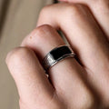 Retro 925 sterling sølv sort krystal åben ring