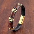 Tigerøje Natursten Læderarmbånd