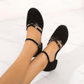 Zapatos de baile para mujer – Imitación de ante negro con cordones en el tobillo