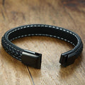 Pulsera de Alarma Médica para Diabetes de Hombre - Cuero Negro Acolchado - Para Diabetes Tipo 1 y Tipo 2